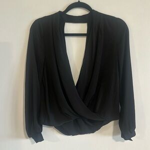 Black open back blouse